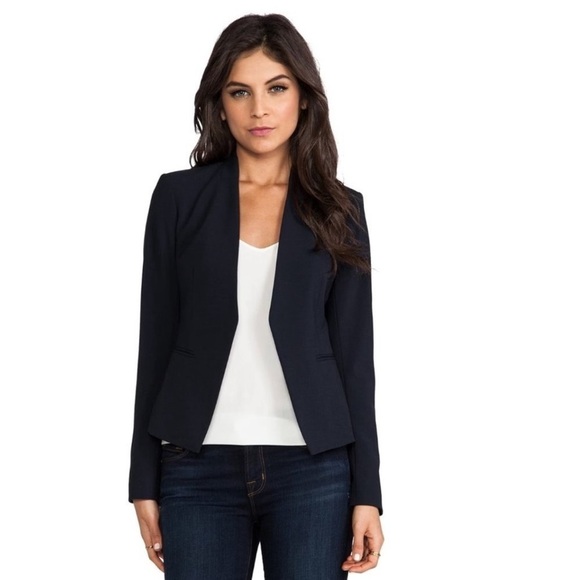 Theory Lanai Open Front Stretch Wool Angled Blazer Size 4 - Picture 1 of 8